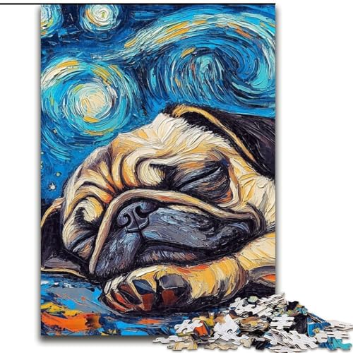 Puzzle für Erwachsene, 1000-teiliges Mops-Sternenhimmel-Puzzle, pädagogisches Denkspiel, künstlerische Heim- und Bürodekoration, ab 14 Jahren (Größe: 26x38cm) von MLADSOEHK