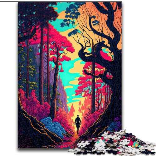 Puzzle für Erwachsene, 1000-teiliges Neon-Landschaftspuzzle, pädagogisches Denkspiel, künstlerische Heim- und Bürodekoration, ab 14 Jahren (Größe: 26x38cm) von MLADSOEHK
