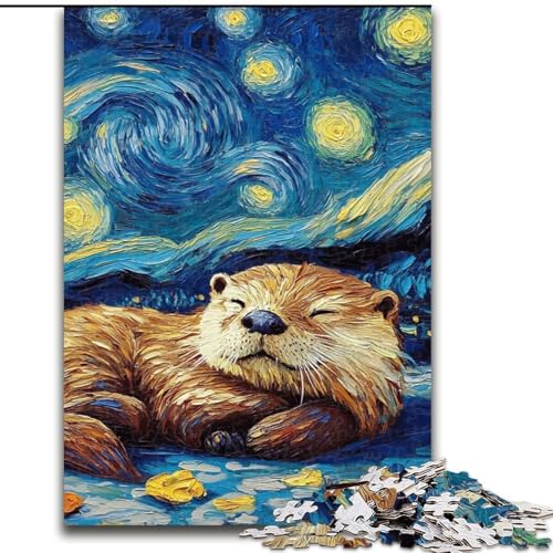Puzzle für Erwachsene, 1000-teiliges Otter-Nachthimmel-Puzzle, anspruchsvolles Denkspiel für Teenager, Spaß für den Familienspieleabend (Größe: 50x75cm) von MLADSOEHK