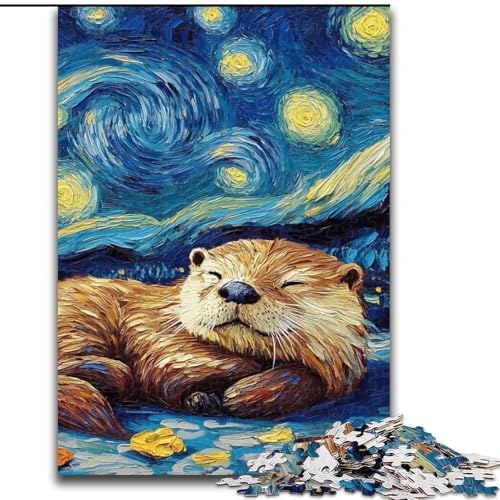 Puzzle für Erwachsene, 1000-teiliges Otter-Nachthimmel-Puzzle, pädagogisches Denkspiel, künstlerische Heim- und Bürodekoration, ab 14 Jahren (Größe: 26x38cm) von MLADSOEHK