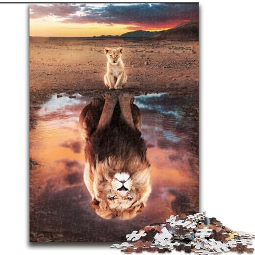 Puzzle für Erwachsene, 1000-teiliges Puzzle „Löwe-Tierkönig“, pädagogisches Denkspiel, künstlerische Heim- und Bürodekoration, ab 14 Jahren (Größe: 26x38cm) von MLADSOEHK