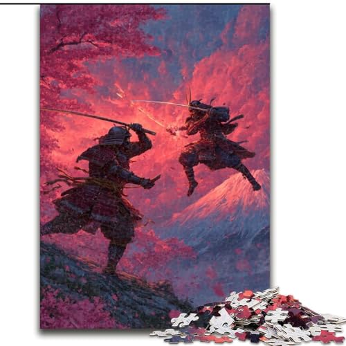 Puzzle für Erwachsene, 1000-teiliges Puzzle Ninja am Fuße des Mount Fuji, Spielzeug, Lernspiele, Stressabbau, einzigartige Heimdekoration und Geschenke (Größe 50x75cm) von MLADSOEHK