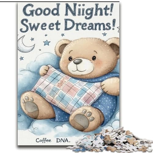 Puzzle für Erwachsene, 1000-teiliges Puzzle Schlafender Teddybär, für Kinder ab 14 Jahren, geeignet für Paare, Spaß bei Aktivitäten zu Hause, Geburtstagsgeschenk, Reisegeschenk (Größe 50x75cm) von MLADSOEHK