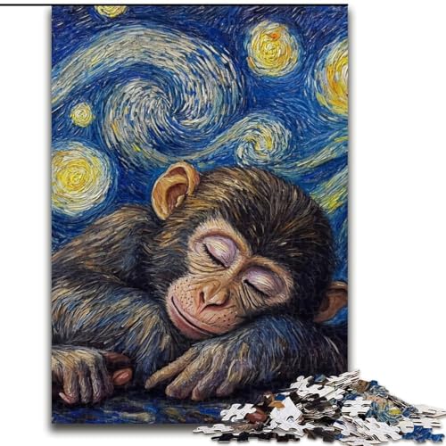 Puzzle für Erwachsene, 1000-teiliges Puzzle mit Affen-Nachthimmel, pädagogisches Denkspiel, künstlerische Heim- und Bürodekoration, ab 14 Jahren (Größe: 50x75cm) von MLADSOEHK