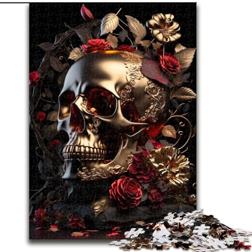 Puzzle für Erwachsene, 1000-teiliges Puzzle mit goldenem Totenkopf, pädagogisches Denkspiel, künstlerische Heim- und Bürodekoration, ab 14 Jahren (Größe: 50x75cm) von MLADSOEHK