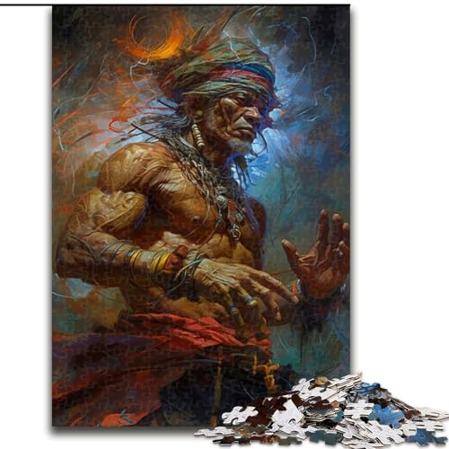 Puzzle für Erwachsene, 1000-teiliges Puzzle mit indianischen Schamanen, pädagogisches Denkspiel, künstlerische Heim- und Bürodekoration, ab 14 Jahren (Größe: 50x75cm) von MLADSOEHK