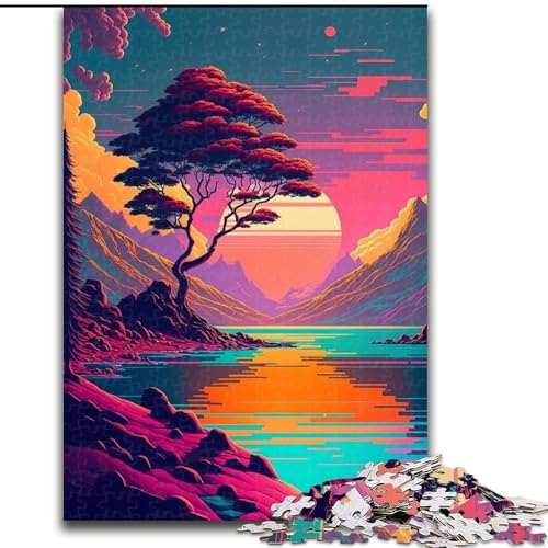 Puzzle für Erwachsene, 1000-teiliges Puzzle mit lebendiger Retro-Szene, anspruchsvolles Denkspiel für Teenager, Spaß für den Spieleabend mit der Familie (Größe: 50x75cm) von MLADSOEHK