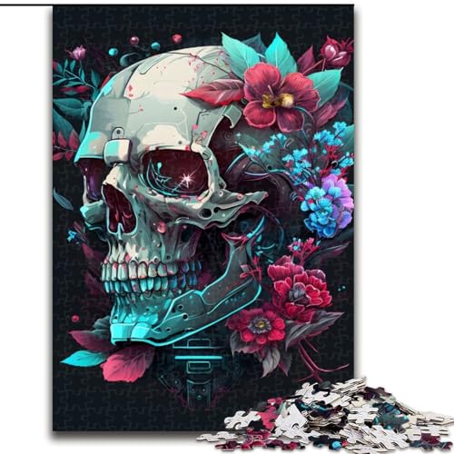 Puzzle für Erwachsene, 1000-teiliges Puzzle mit mechanischen Totenkopfblumen, pädagogisches Denkspiel, künstlerische Heim- und Bürodekoration, ab 14 Jahren (Größe: 50x75cm) von MLADSOEHK