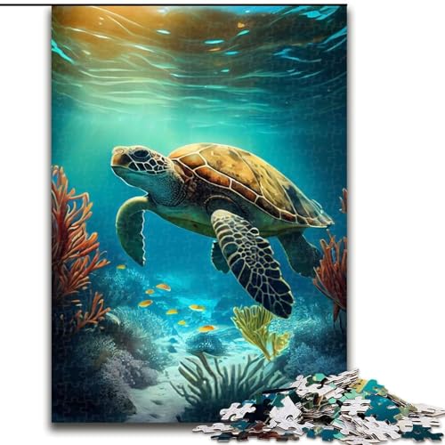 Puzzle für Erwachsene, 1000-teiliges Schildkröten-Tierpuzzle, pädagogisches Denkspiel, künstlerische Heim- und Bürodekoration, ab 14 Jahren (Größe: 26x38cm) von MLADSOEHK