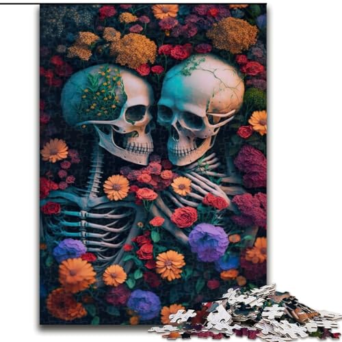 Puzzle für Erwachsene, 1000-teiliges Skelett-Blumenmeer-Puzzle, pädagogisches Denkspiel, künstlerische Heim- und Bürodekoration, ab 14 Jahren (Größe: 26x38cm) von MLADSOEHK