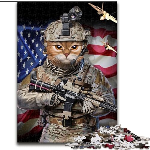 Puzzle für Erwachsene, 1000-teiliges Tabby Cat Elite Soldier Puzzle, pädagogisches Denkspiel, künstlerische Heim- und Bürodekoration, ab 14 Jahren (Größe: 26x38cm) von MLADSOEHK