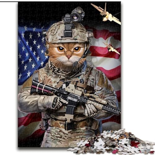 Puzzle für Erwachsene, 1000-teiliges Tabby Cat Elite Soldier Puzzle, pädagogisches Denkspiel, künstlerische Heim- und Bürodekoration, ab 14 Jahren (Größe: 50x75cm) von MLADSOEHK