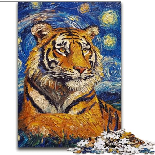 Puzzle für Erwachsene, 1000-teiliges Tiger-Nachthimmel-Puzzle, pädagogisches Denkspiel, künstlerische Heim- und Bürodekoration, ab 14 Jahren (Größe: 50x75cm) von MLADSOEHK