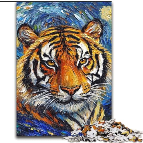 Puzzle für Erwachsene, 1000-teiliges Tiger-Nachthimmel-Puzzle, pädagogisches Denkspiel, künstlerische Heim- und Bürodekoration, ab 14 Jahren (Größe: 50x75cm) von MLADSOEHK