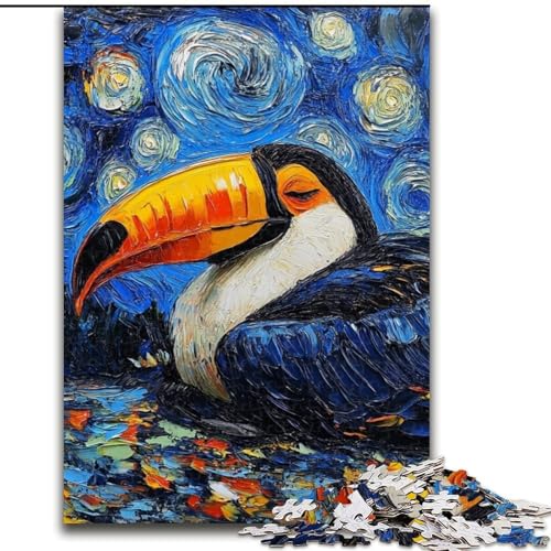 Puzzle für Erwachsene, 1000-teiliges Tukan-Nachthimmel-Puzzle, pädagogisches Denkspiel, künstlerische Heim- und Bürodekoration, ab 14 Jahren (Größe: 50x75cm) von MLADSOEHK