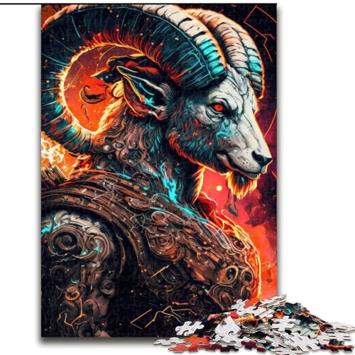 Puzzle für Erwachsene, 1000-teiliges Ziegenkrieger-Puzzle, pädagogisches Denkspiel, künstlerische Heim- und Bürodekoration, ab 14 Jahren (Größe: 26x38cm) von MLADSOEHK