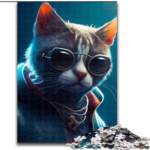 Puzzle für Erwachsene 1000 Das Coole Katzen-Puzzle, anspruchsvolles Denkspiel, Familienaktivität, Heimdekoration, (Größe: 50x75cm) von MLADSOEHK