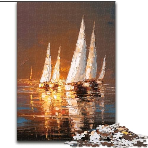 Puzzle für Erwachsene und Jugendliche, 1000 Teile, Segelboot-Ölgemälde, lehrreich, ganze Familie (Größe 26x38cm) von MLADSOEHK