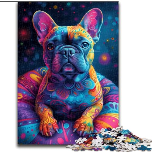 Puzzle für Erwachsene und Jugendliche, 1000 Teile, psychedelische französische Bulldogge, lehrreich ganze Familie (Größe 50x75cm) von MLADSOEHK