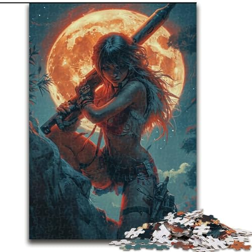 Puzzle für Erwachsene und Jugendliche, Puzzle Krieger unter dem Mond, Stressabbau, schwierige Herausforderung, Heimdekorationsspielzeug (Größe 50x75cm) von MLADSOEHK