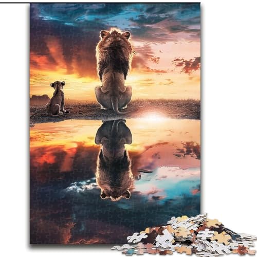 Puzzle für Erwachsene und Jugendliche, Puzzle Löwenreflexion, Stressabbau, schwierige Herausforderung, Heimdekorationsspielzeug (Größe 26x38cm) von MLADSOEHK