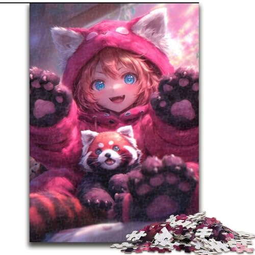 Puzzle für Erwachsene und Teenager, Anime-Puzzle mit rotem Panda-Mädchen, Stressabbau, schwierige Herausforderung, Heimdekorationsspielzeug (Größe 26x38cm) von MLADSOEHK