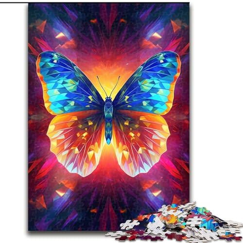 Puzzle für Erwachsene und Teenager, Schmetterlingsillustration, Stressabbau, schwierige Herausforderung, Heimdekorationsspielzeug (Größe 26x38cm) von MLADSOEHK