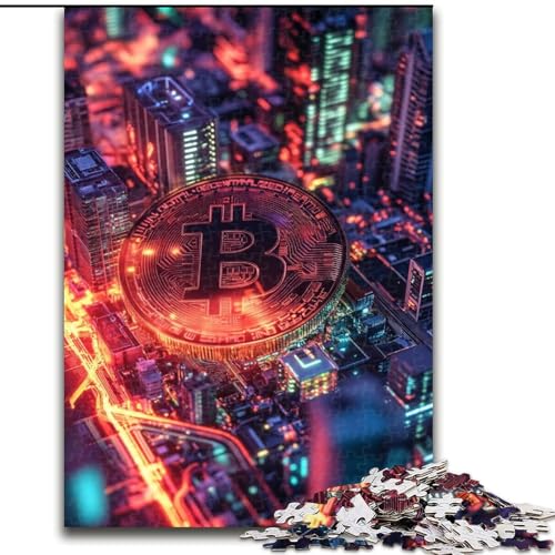 Puzzle für Teenager, 1000 Puzzles, Bitcoin-Logo, Spiele, Spielzeug, Geschenk, einzigartige Geburtstags- und Geschenkideen für Kinder ab 14 Jahren (Größe 50x75cm) von MLADSOEHK