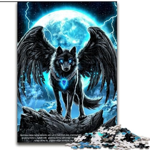 Puzzle für Teenager, 1000 Puzzles, Black Wings Wolf, Spiele, Spielzeug, Geschenk, einzigartige Geburtstags- und Geschenkideen für Kinder ab 14 Jahren (Größe 50x75cm) von MLADSOEHK