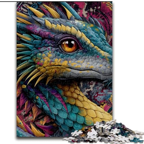 Puzzle für Teenager, 1000 Puzzles, Fliegender Drache, Graffiti, Spiele, Spielzeug, Geschenk, einzigartige Geburtstags- und Geschenkideen für Kinder ab 14 Jahren (Größe 50x75cm) von MLADSOEHK