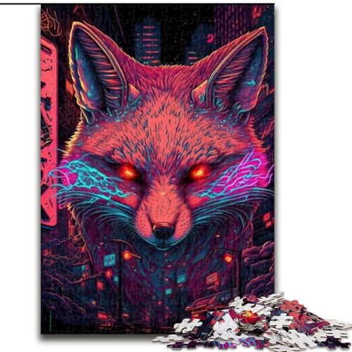 Puzzle für Teenager, 1000 Puzzles, Fuchs-Neon, Lernspielzeug, einzigartige Geburtstags- und Geschenkideen für Kinder ab 14 Jahren (Größe 50x75cm) von MLADSOEHK