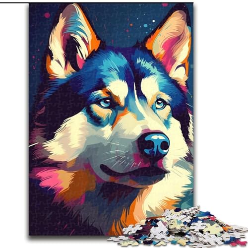 Puzzle für Teenager, 1000 Puzzles, Husky-Hund, Lernspielzeug, einzigartige Geburtstags- und Geschenkideen für Kinder ab 14 Jahren (Größe 50x75cm) von MLADSOEHK