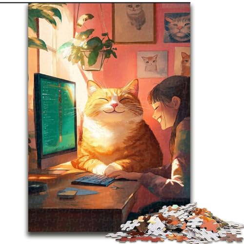 Puzzle für Teenager, 1000 Puzzles, Kunstkatze, Lernspielzeug, einzigartige Geburtstags- und Geschenkideen für Kinder ab 14 Jahren (Größe 50x75cm) von MLADSOEHK