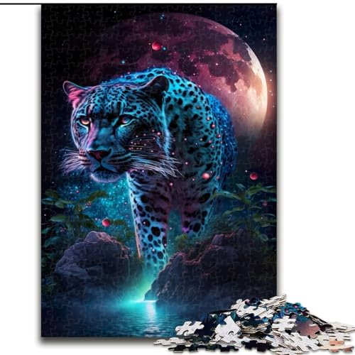 Puzzle für Teenager, 1000 Puzzles, Mondschein-Jaguar, Lernspielzeug, einzigartige Geburtstags- und Geschenkideen für Kinder ab 14 Jahren (Größe 26x38cm) von MLADSOEHK