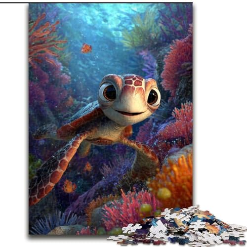 Puzzle für Teenager, 1000 Puzzles, Schildkröte, Lernspielzeug, einzigartige Geburtstags- und Geschenkideen für Kinder ab 14 Jahren (Größe 50x75cm) von MLADSOEHK