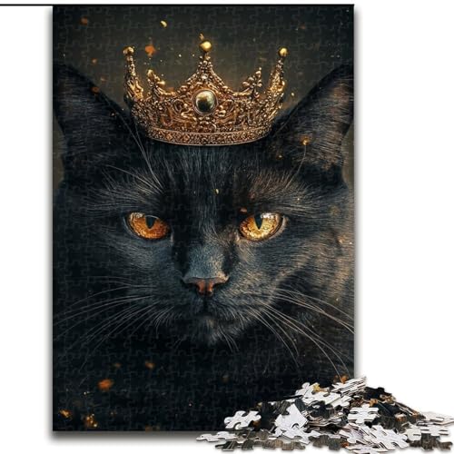 Puzzle für Teenager, 1000 Puzzles, Schwarze Katze mit Krone, Lernspielzeug, einzigartige Geburtstags- und Geschenkideen für Kinder ab 14 Jahren (Größe 26x38cm) von MLADSOEHK