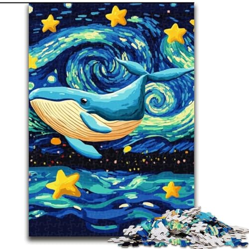 Puzzle für Teenager, 1000 Puzzles, Wale am Nachthimmel, Lernspielzeug, einzigartige Geburtstags- und Geschenkideen für Kinder ab 14 Jahren (Größe 50x75cm) von MLADSOEHK