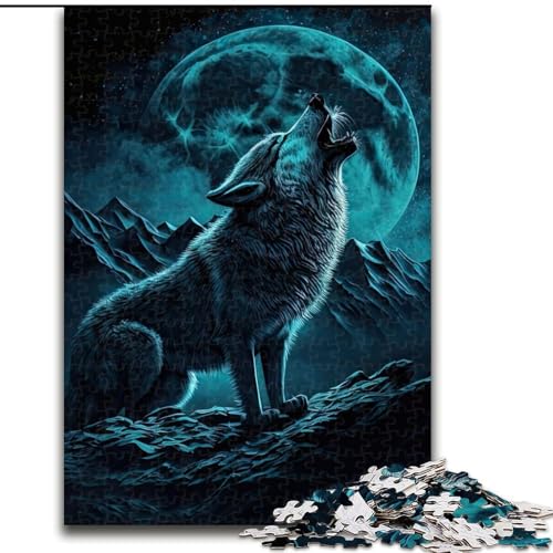 Puzzle für Teenager, 1000 Puzzles, Wölfe unter dem Vollmond, Spiele, Spielzeug, Geschenk, einzigartige Geburtstags- und Geschenkideen für Kinder ab 14 Jahren (Größe 26x38cm) von MLADSOEHK