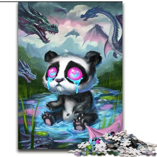 Puzzle für Teenager, 1000 Puzzles, magischer Panda, Lernspielzeug, einzigartige Geburtstags- und Geschenkideen für Kinder ab 14 Jahren (Größe 50x75cm) von MLADSOEHK