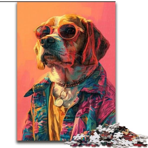 Puzzle für Teenager, 1000 Puzzles, modischer Hund, Lernspielzeug, einzigartige Geburtstags- und Geschenkideen für Kinder ab 14 Jahren (Größe 50x75cm) von MLADSOEHK