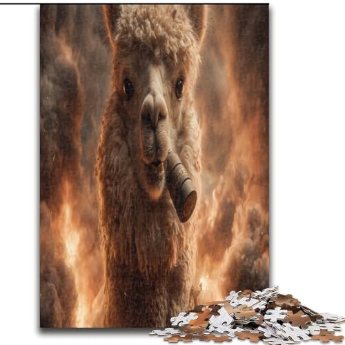 Puzzle für Teenager, 1000 Puzzleteile, Alpaka-Rauchen, Lernspielzeug, einzigartige Geburtstags- und Geschenkideen für Kinder ab 14 Jahren (Größe 50x75cm) von MLADSOEHK