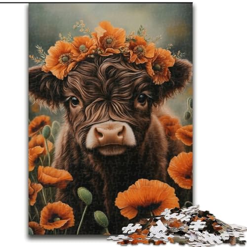 Puzzle für Teenager, 1000 Puzzleteile, Hochlandkuh, Spiele, Spielzeug, Geschenk, einzigartige Geburtstags- und Geschenkideen für Kinder ab 14 Jahren (Größe 26x38cm) von MLADSOEHK