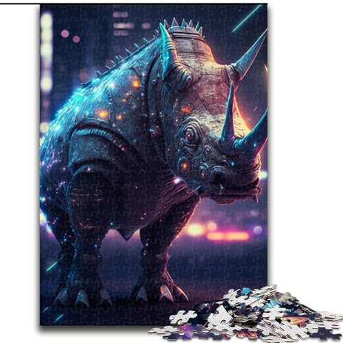 Puzzle für Teenager, 1000 Puzzleteile, Nashorn aus der Zukunft, Spiele, Spielzeug, Geschenk, einzigartige Geburtstags- und Geschenkideen für Kinder ab 14 Jahren (Größe 26x38cm) von MLADSOEHK