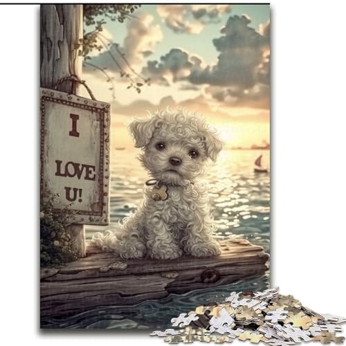 Puzzle für Teenager, 1000 Puzzleteile, weißer pelziger Hund, Spiele, Spielzeug, Geschenk, einzigartige Geburtstags- und Geschenkideen für Kinder ab 14 Jahren (Größe 50x75cm) von MLADSOEHK