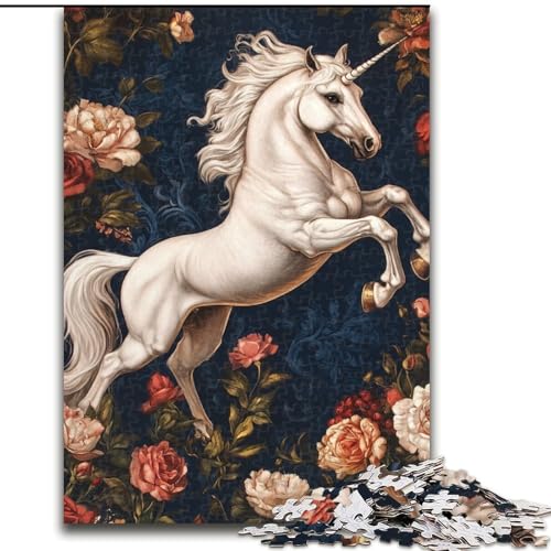 Puzzle für Teenager, 1000 Puzzleteile, weißes Einhorn, Lernspielzeug, einzigartige Geburtstags- und Geschenkideen für Kinder ab 14 Jahren (Größe 50x75cm) von MLADSOEHK