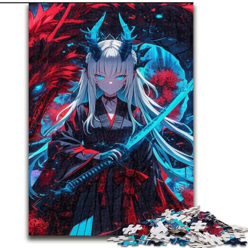 Puzzle für Teenager, 1000 Teile, Anime-Mädchen-Drache, Spielzeug, Lernspiele, Stressabbau, Eltern-Kind-Interaktion (Größe 26x38cm) von MLADSOEHK