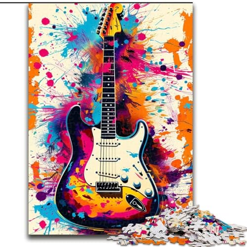 Puzzle für Teenager, 1000 Teile, Aquarellgitarre, Familienunterhaltungsspielzeug, ganze Familie, ab 14 Jahren (Größe 26x38cm) von MLADSOEHK