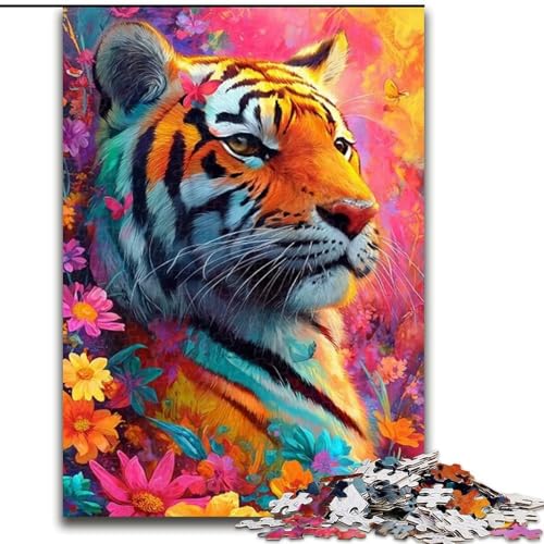 Puzzle für Teenager, 1000 Teile, Blumentiger, Familienunterhaltungsspielzeug, ganze Familie, ab 14 Jahren (Größe 50x75cm) von MLADSOEHK