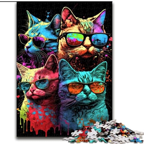 Puzzle für Teenager, 1000 Teile, Coole Katzen, Familienunterhaltungsspielzeug, ganze Familie, für Kinder ab 14 Jahren (Größe 50x75cm) von MLADSOEHK