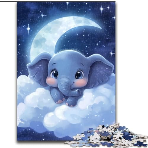 Puzzle für Teenager, 1000 Teile, Elefantenbaby, Familienunterhaltungsspielzeug, ganze Familie, ab 14 Jahren (Größe 50x75cm) von MLADSOEHK